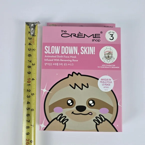 The Crème Shop, Animated Pink Sloth Face Mask, Set of 3, - Renewing Rose - Picture 4 of 8